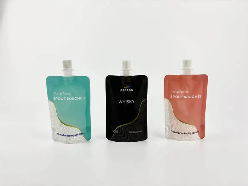 50 ml Personnalisation Impression numérique Recyclable Mono Material Whisky Pocket Spouted Pouchée